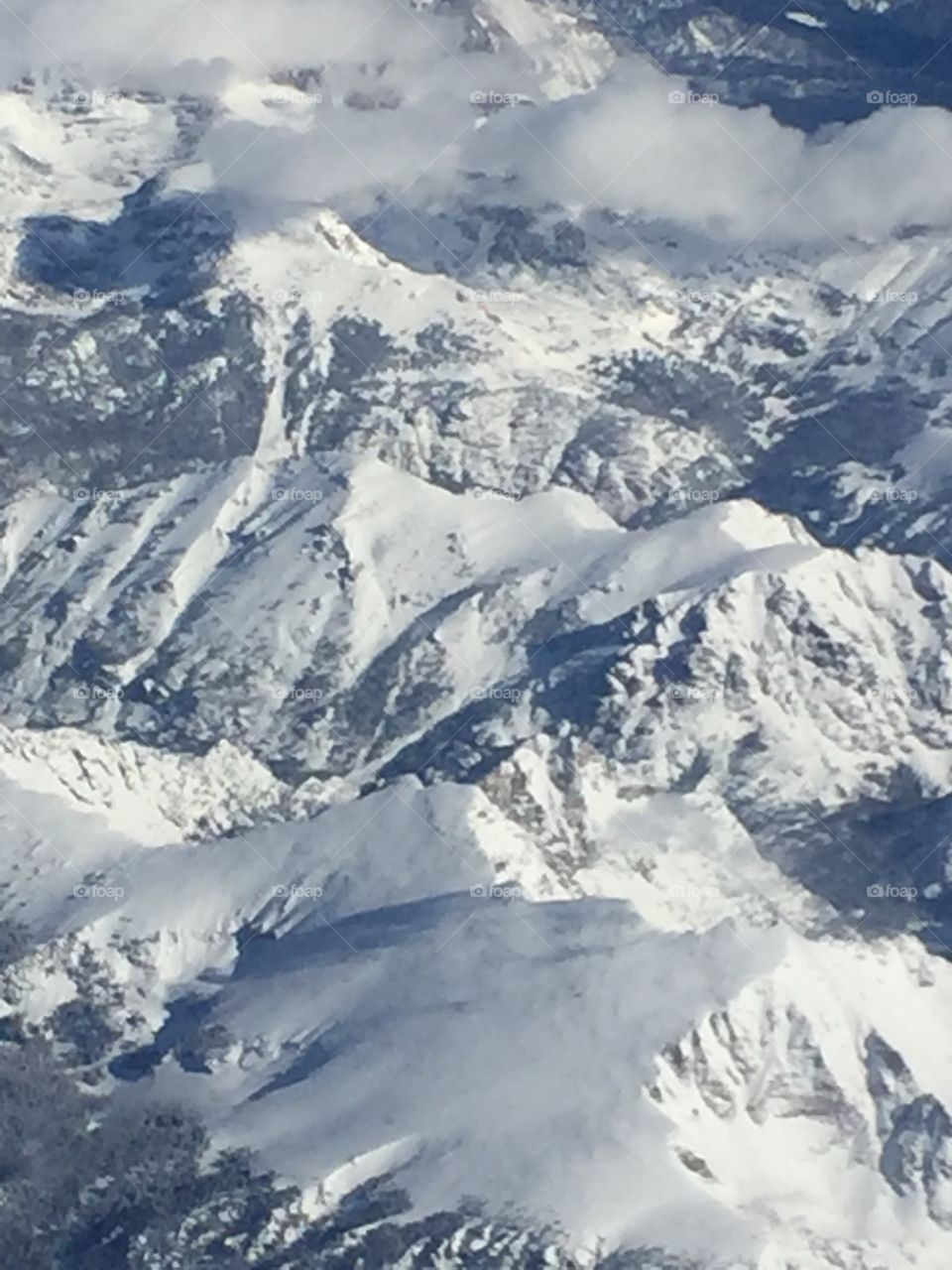Aerial view of snowy mountain