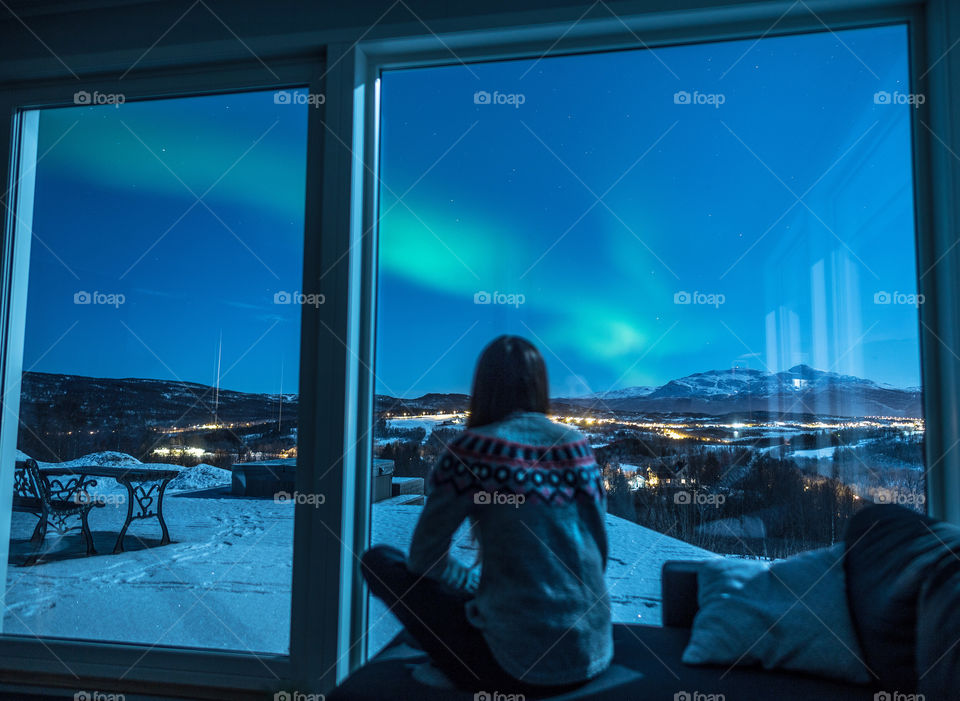 Out the window of the Aurora Borealis Obeservstory in Senja