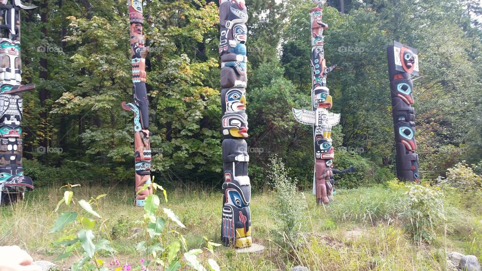 Totem Poles at Stanley Park Vancouver BC Canada