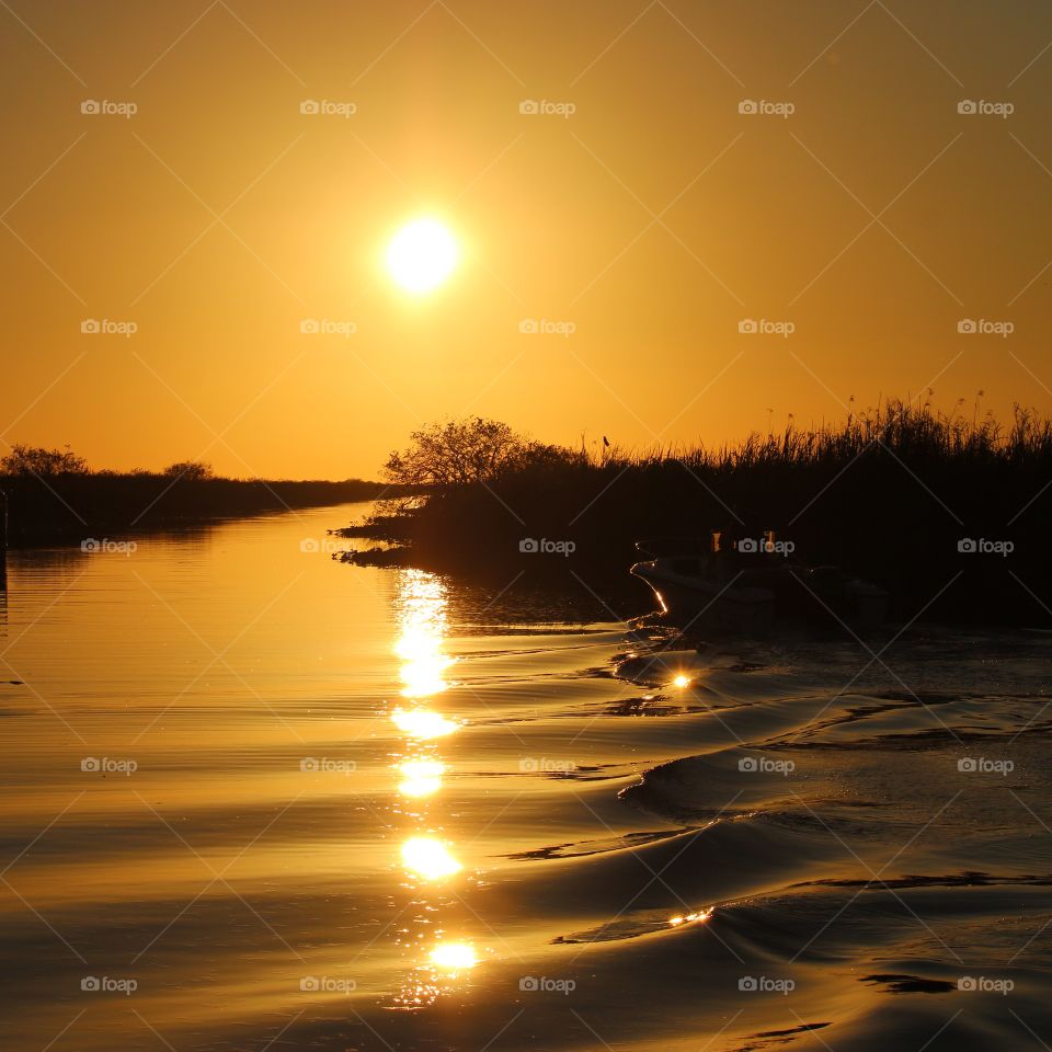 Sunset reflected in lake