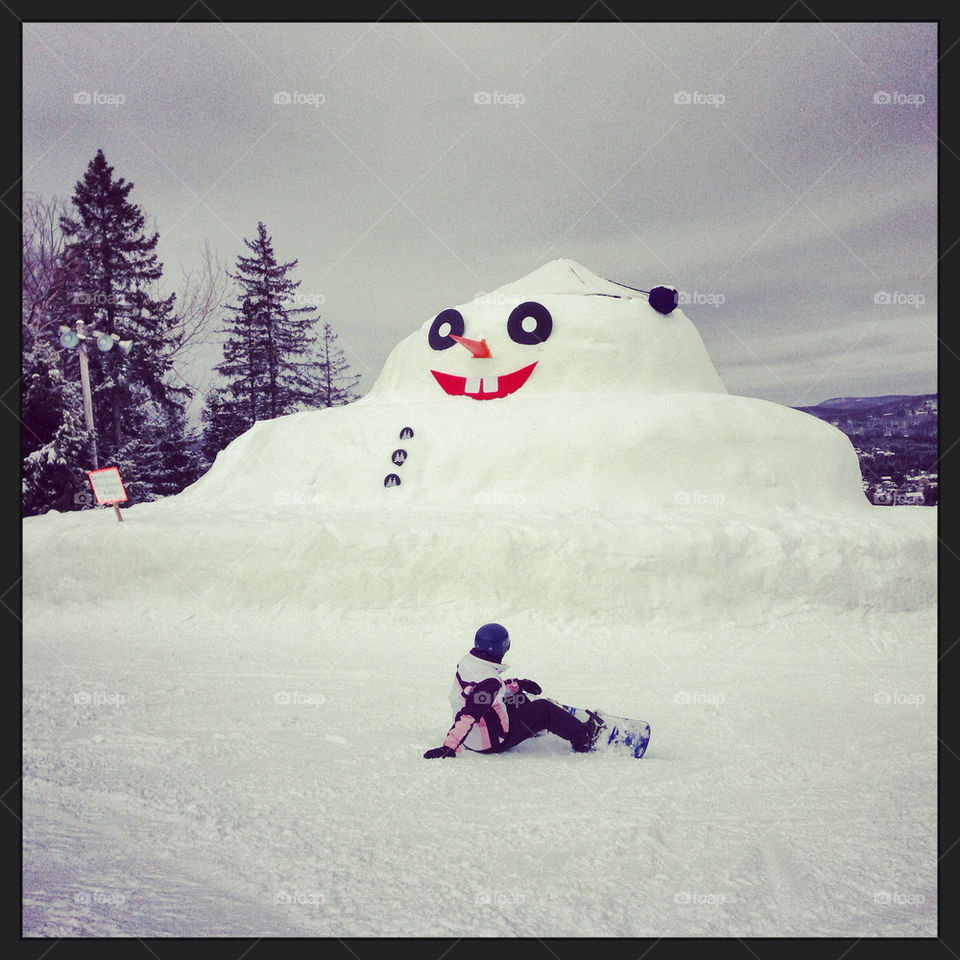 Snowman in Mont Saint Sauveur smi resort