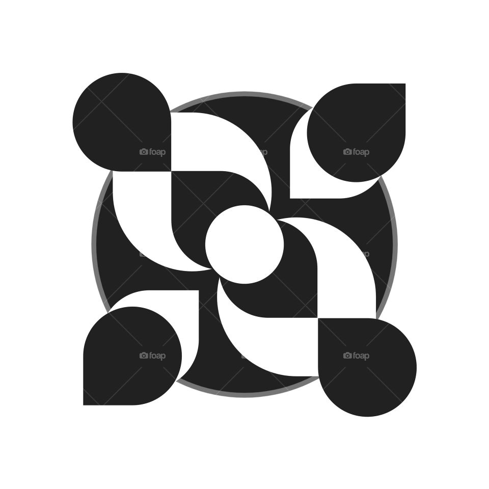 This logo is an abstract logo consisting of geometric shapes in black and white, creating a balanced and harmonious design