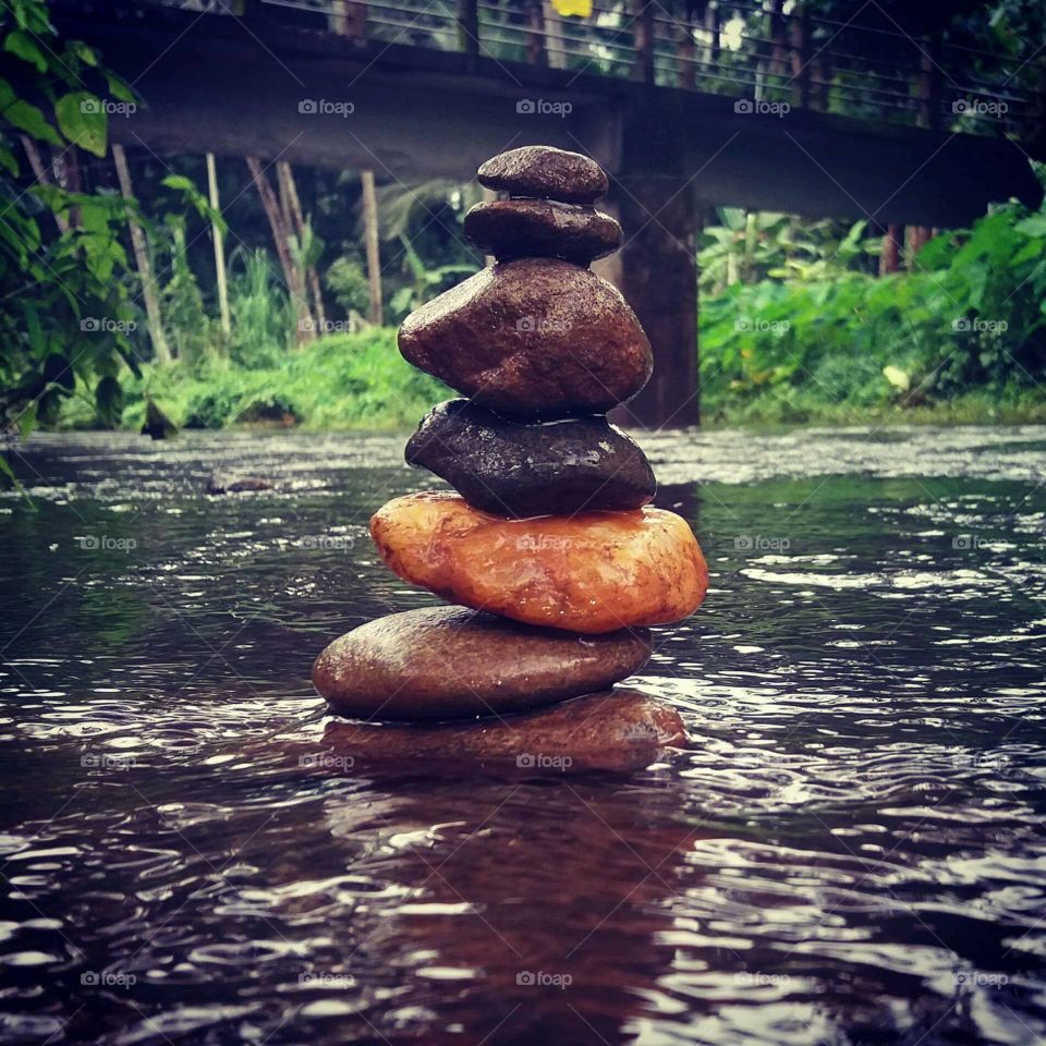 Rock stack on the water