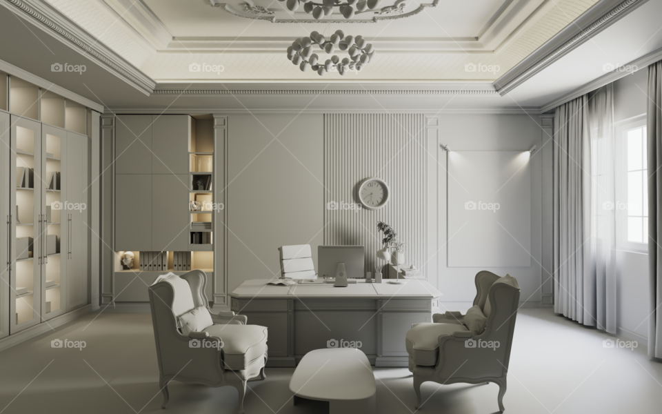Light test for modern classic office interior design done by me using 3dsmax and corona render