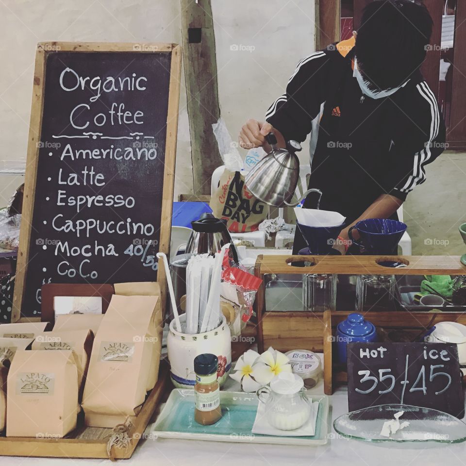 Organic coffee at local market in Chiang Mai, Thailand