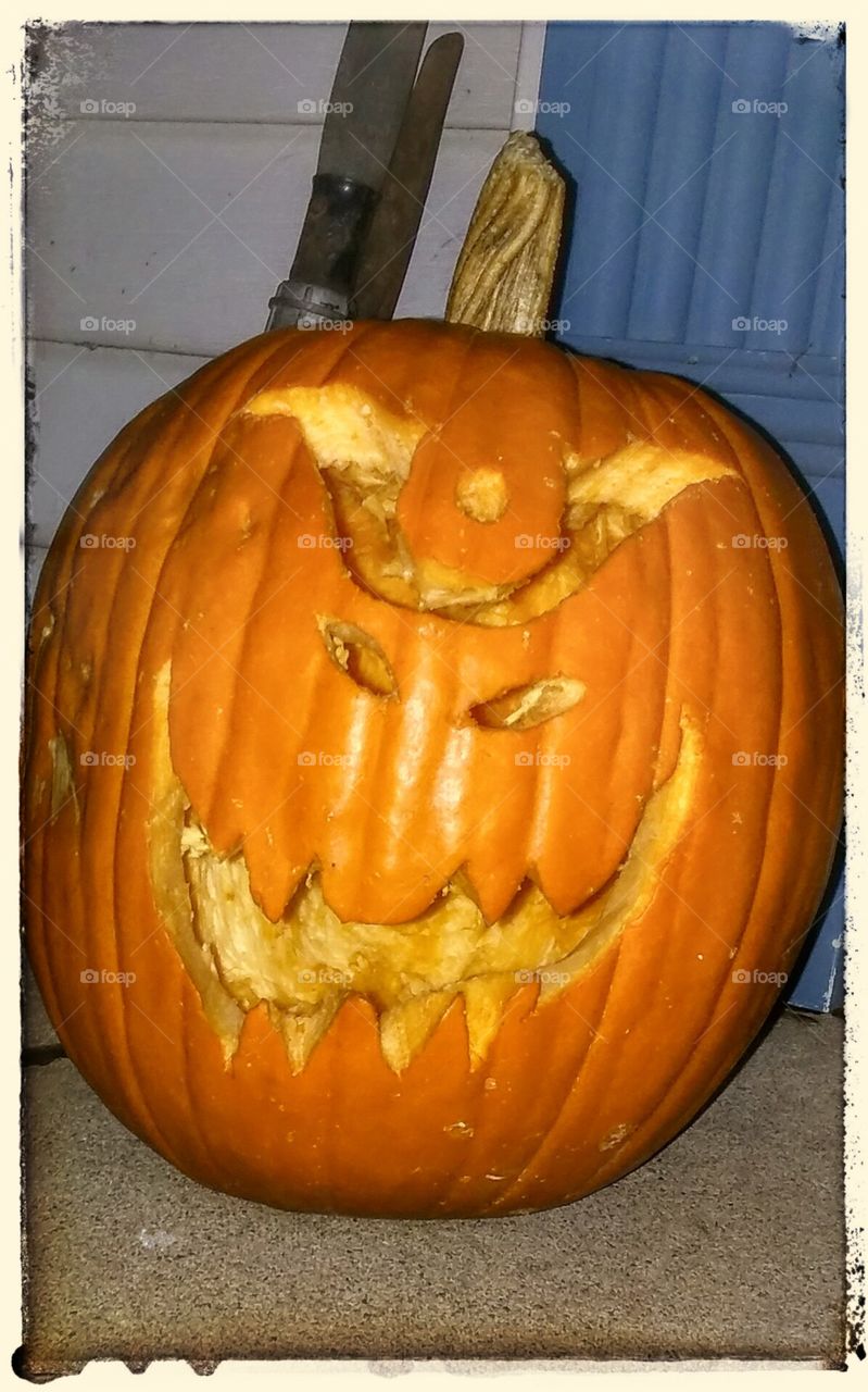 cyclopse pumpkin. my son carved this pumpkin.
