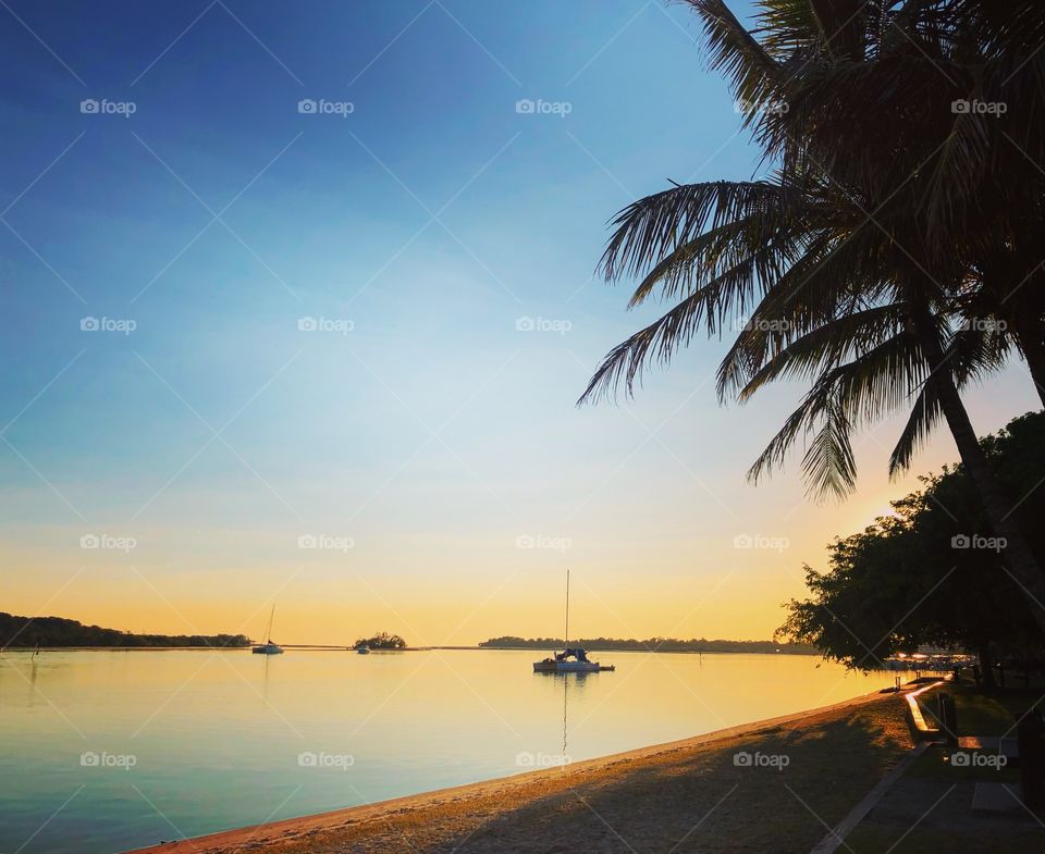 Tranquility the golden hour of sunrise on the river 