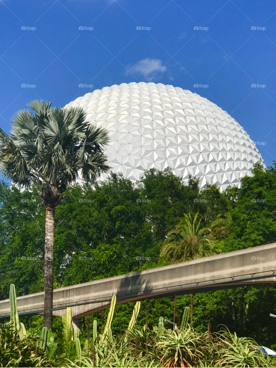 Epcot is amazing no matter where you are seeing it from.  What an amazing design!!