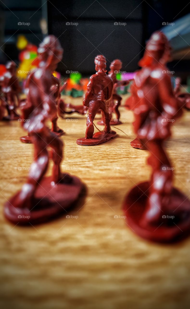 Red Toy soldiers on the floor