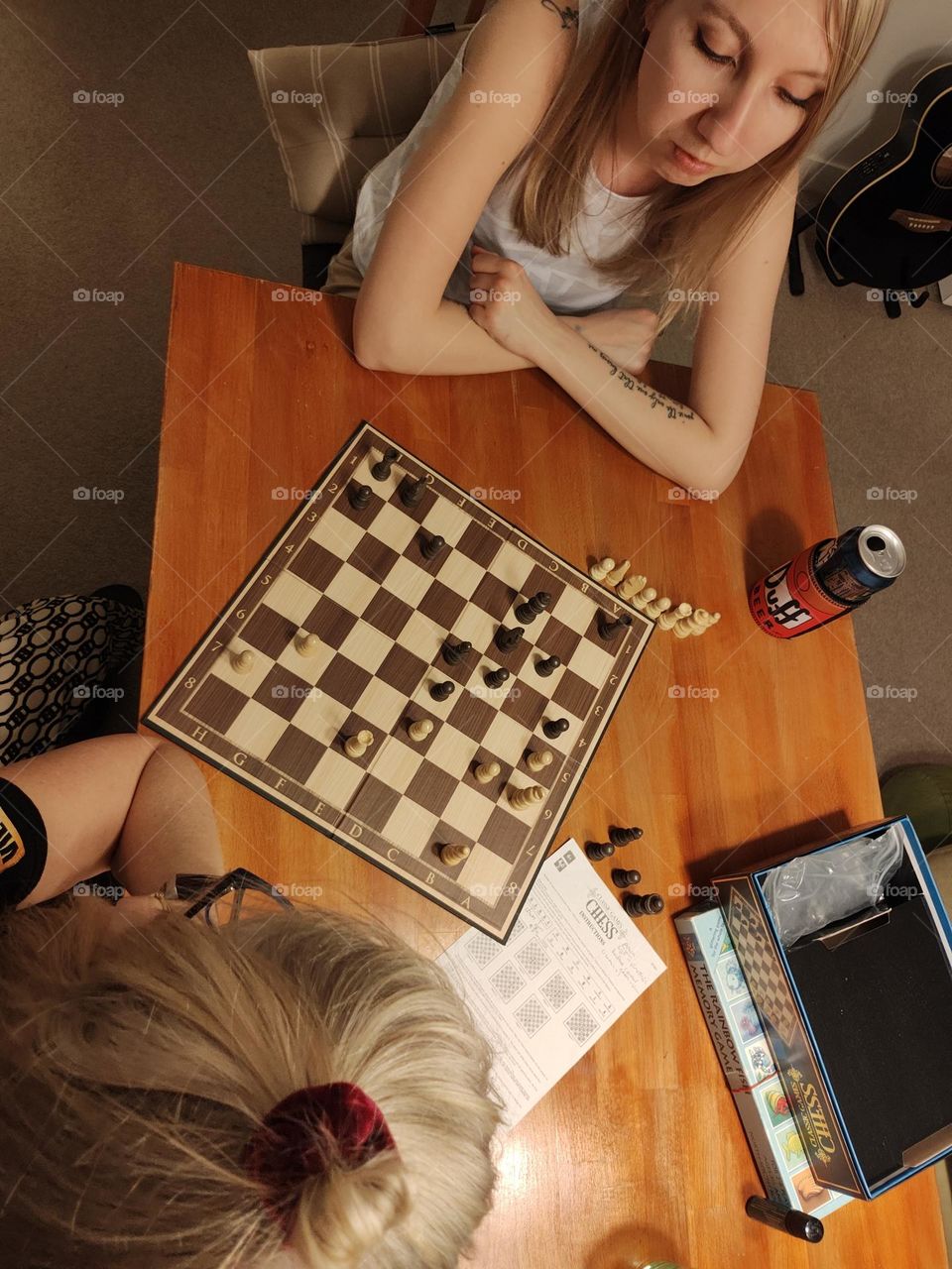 Women playing chess