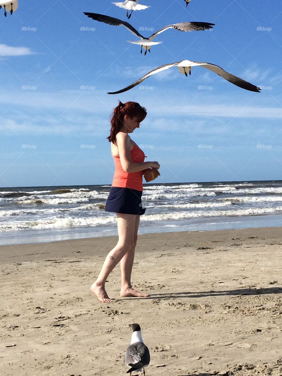 Feeding the seagulls at Port Aransas Texas