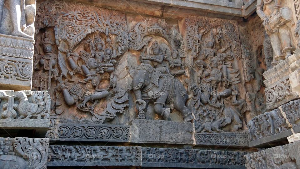 Halebeedu Hoysaleeswara temple carving in stone