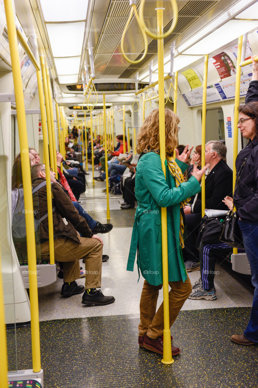 Commuters in London subway.