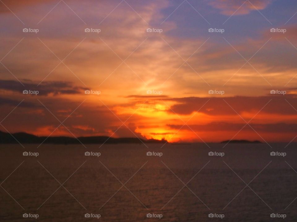 Scenic view of colorful sunset over the sea