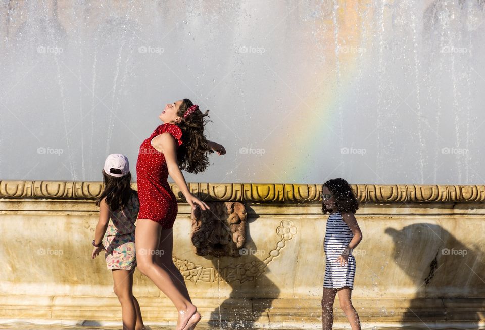 three children having fun