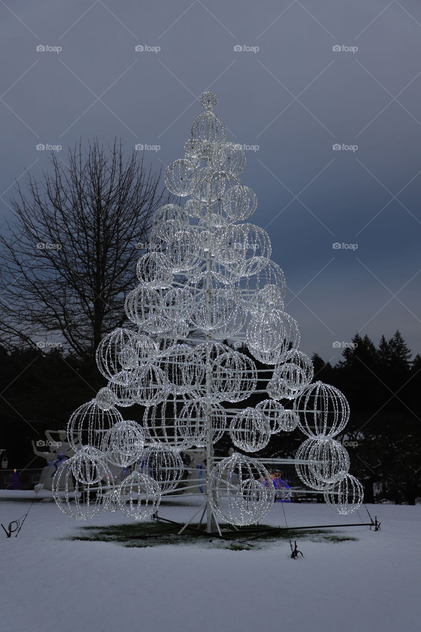 Snow , grey skies and festive decorations - only in December 