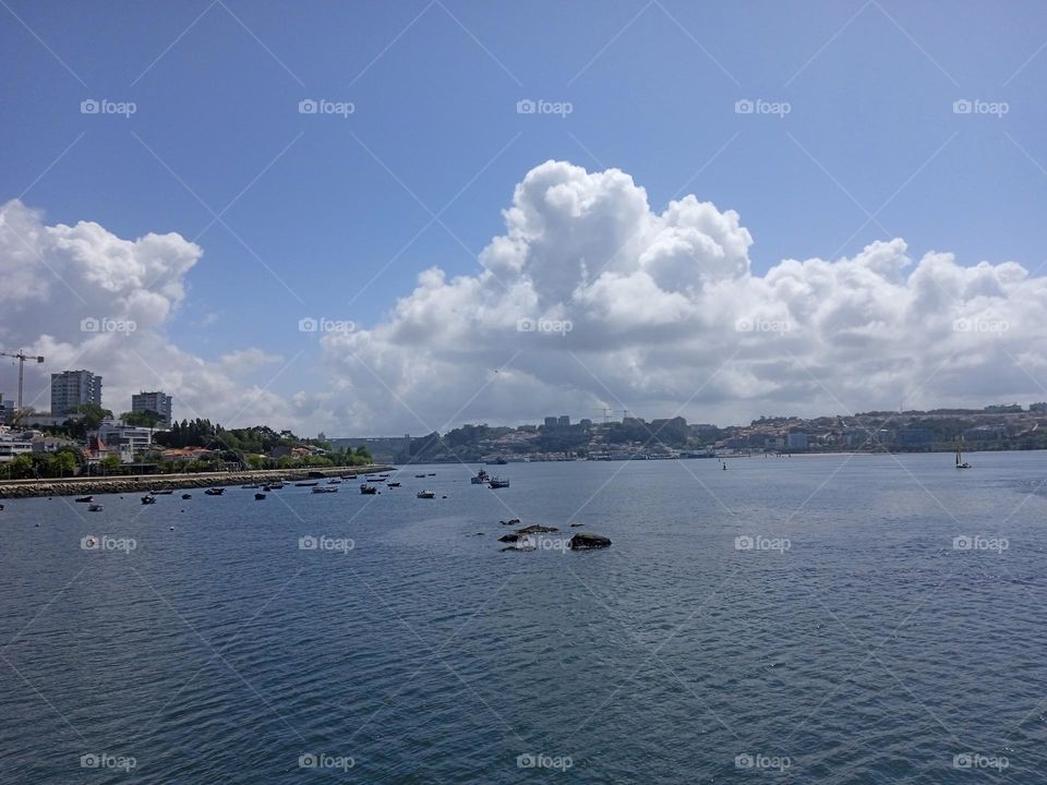 the contact point of the Ouro river in Porto with the Atlantic Ocean