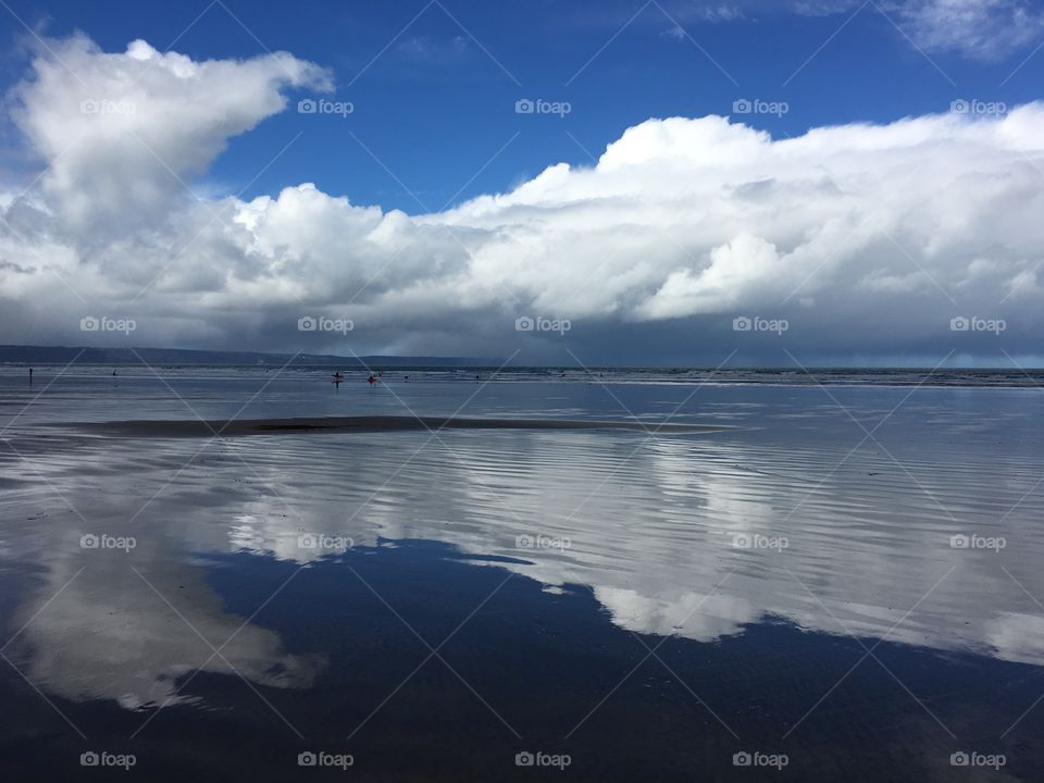 Sky reflections on sand. 