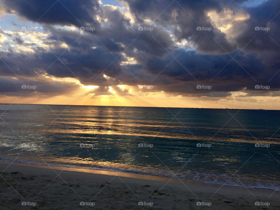 View of a sea during sunset