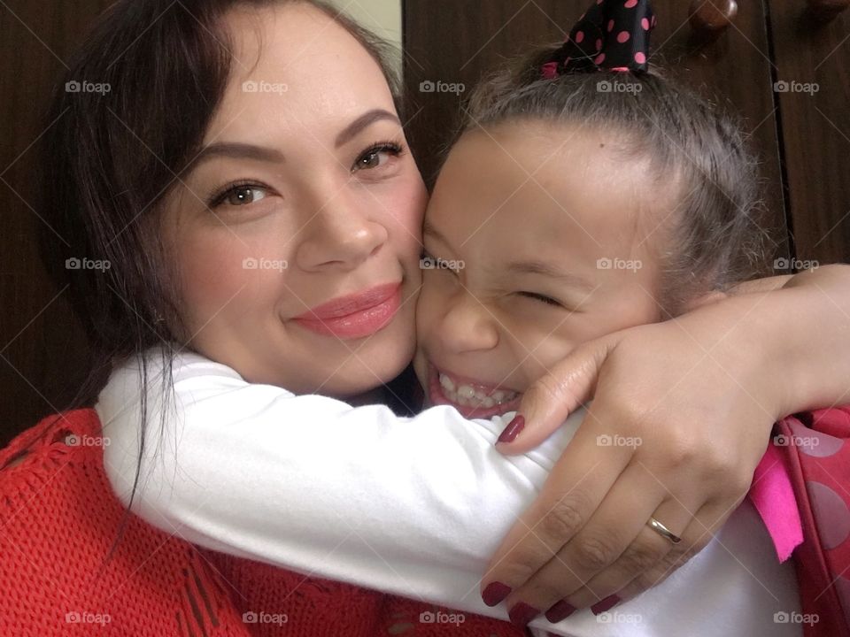 Demonstration of affection between mother and daughter