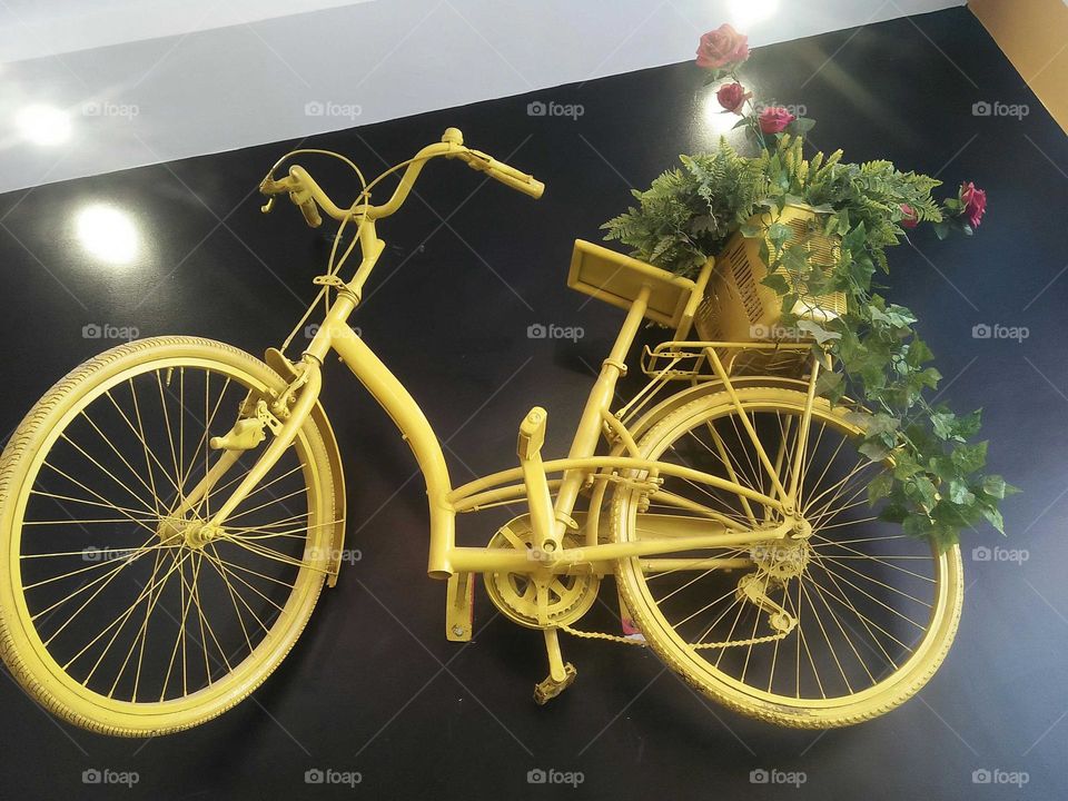 Beautiful yellow bicycle