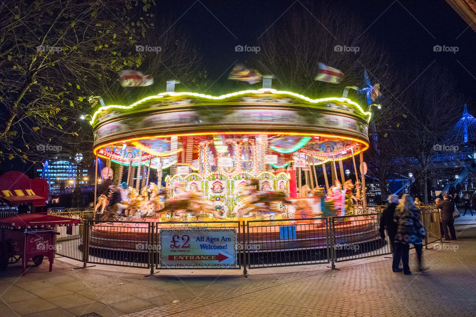 A famous carousel near London Eye in London.