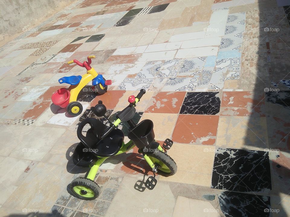 Two small children bicycles