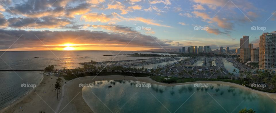 Panoramic Waikiki Sunset
