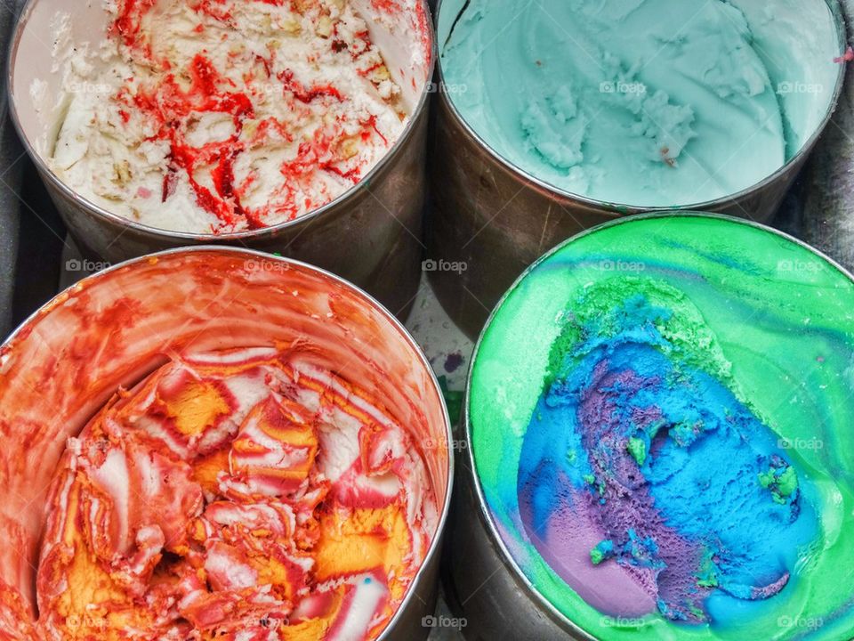 Variety Of Ice Colorful Cream Flavors

