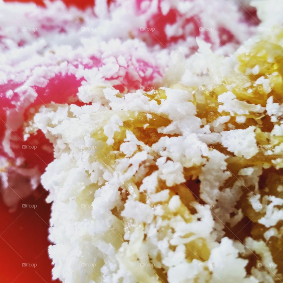Indonesian cakes are soft like jelly sprinkled with grated coconut
