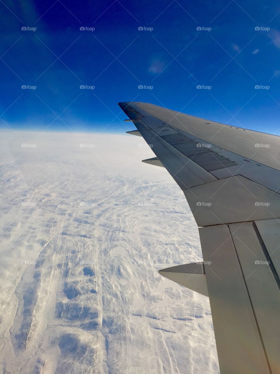 Flying over ice and snow