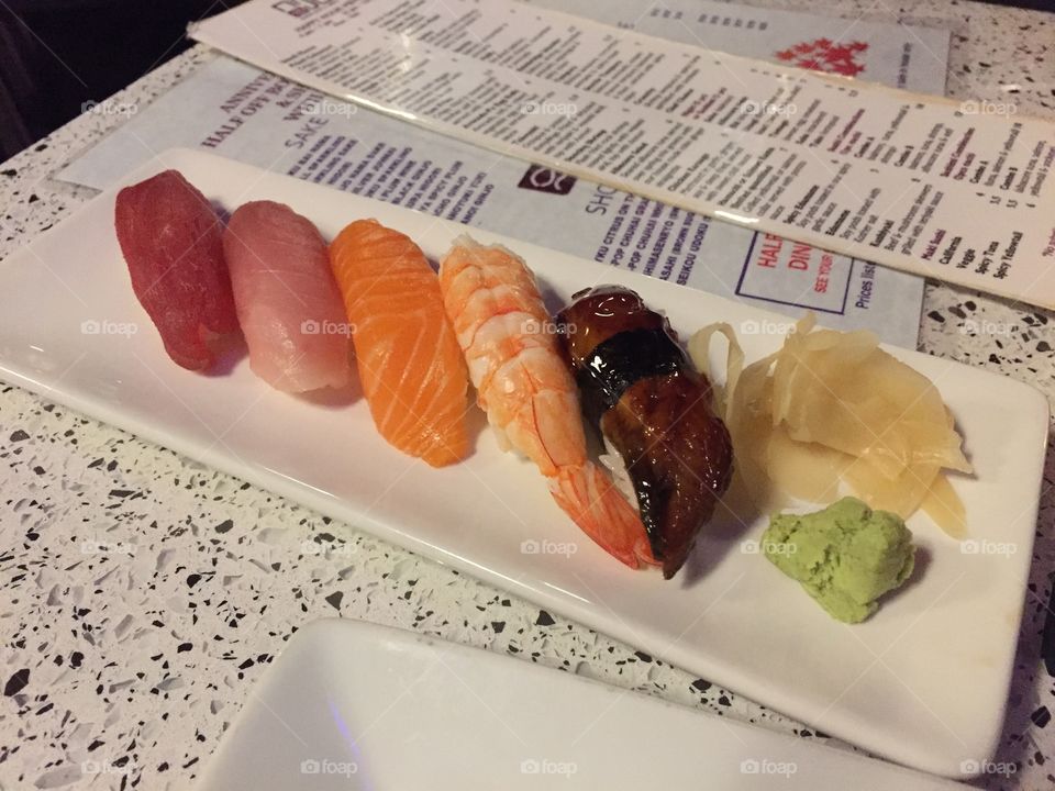 Sushi, salmon, tuna, eel, ginger, wasabi, albacore, Japanese food, shrimp, restaurant, sashimi, menu