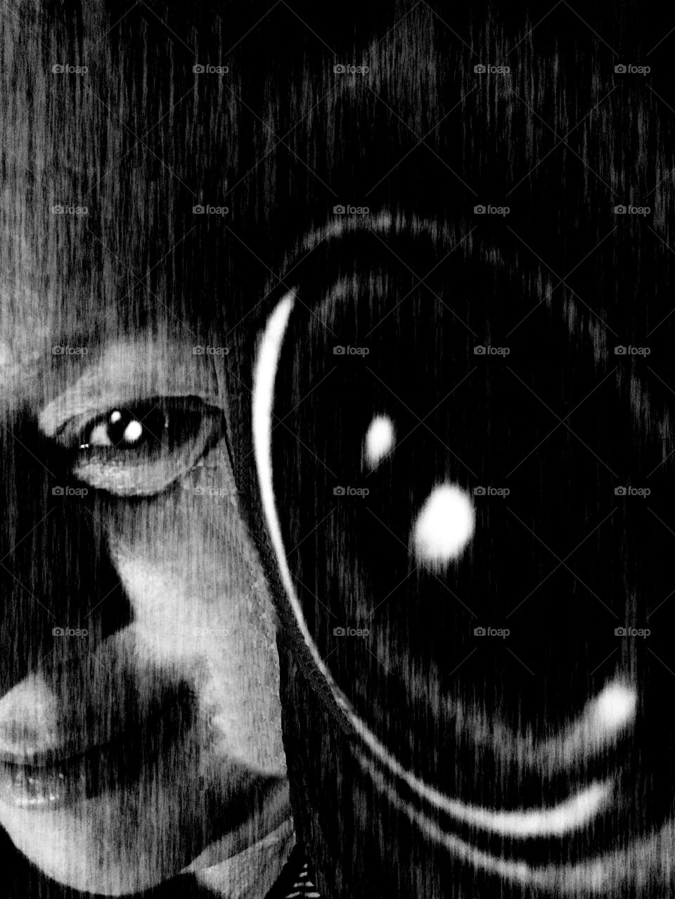 Ive been experimenting with light, colours, filters, textures and effects. This is a selfie taken with my head resting on a Boston Terrier pillow. My eyes refection match those of the pillows. Kind of freaky! ๐