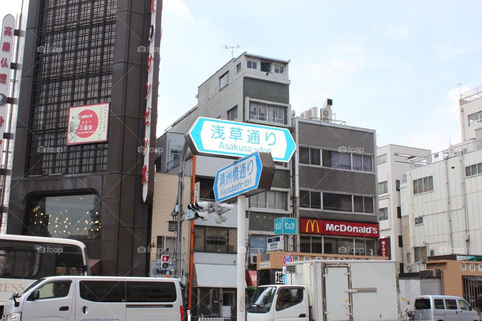 Street signs in Japan. On a walkabout in Asakusa to Ueno. 