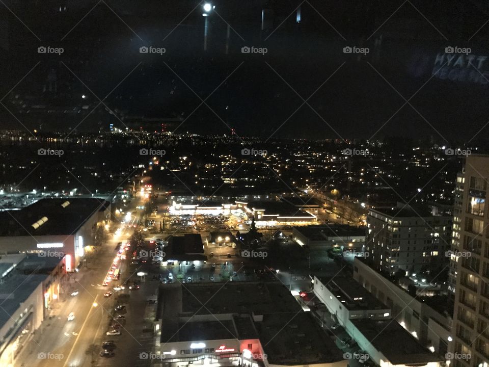 Night city view from Daniel broilers Bellevue Washington 