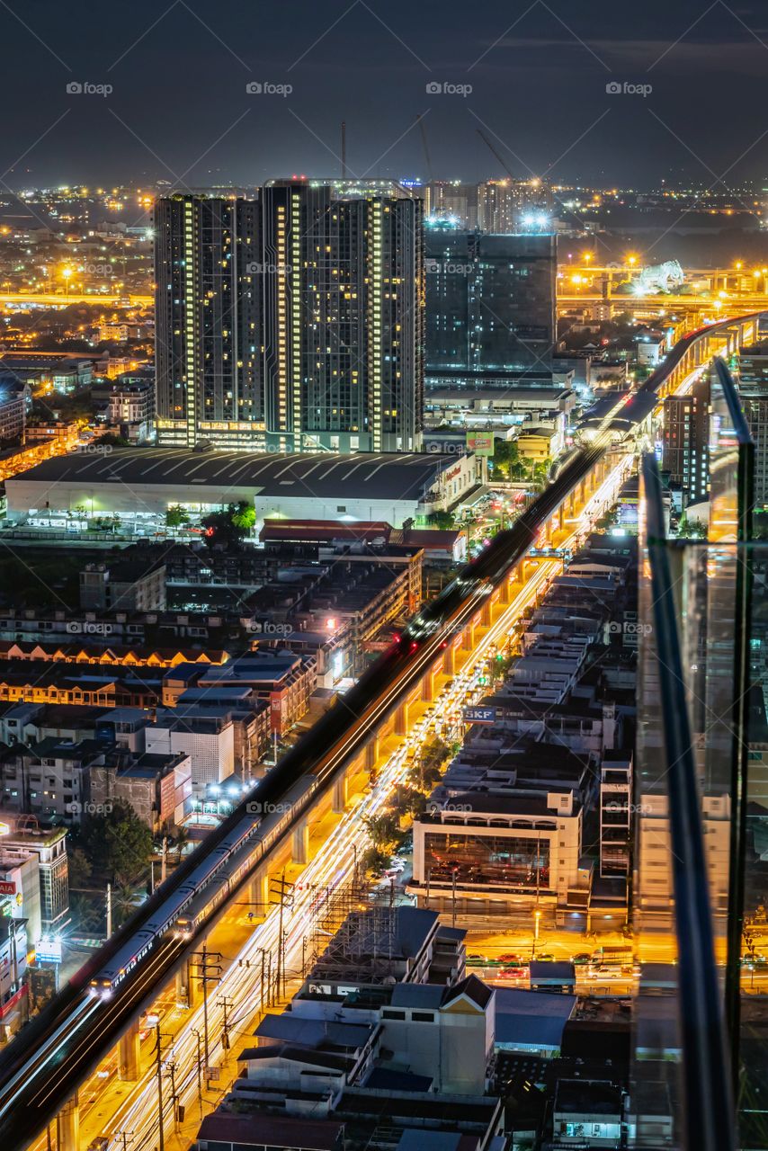 Beautiful night scape scene in Bangkok Thailand