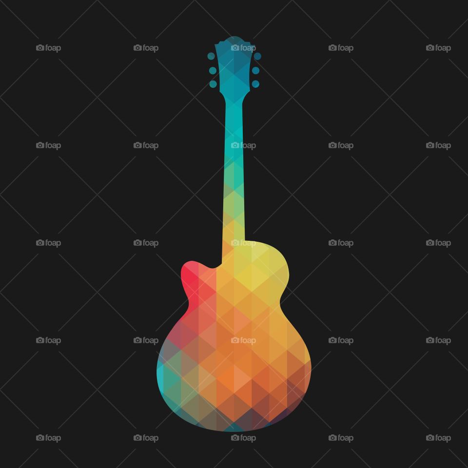 rainbow guitar illustration