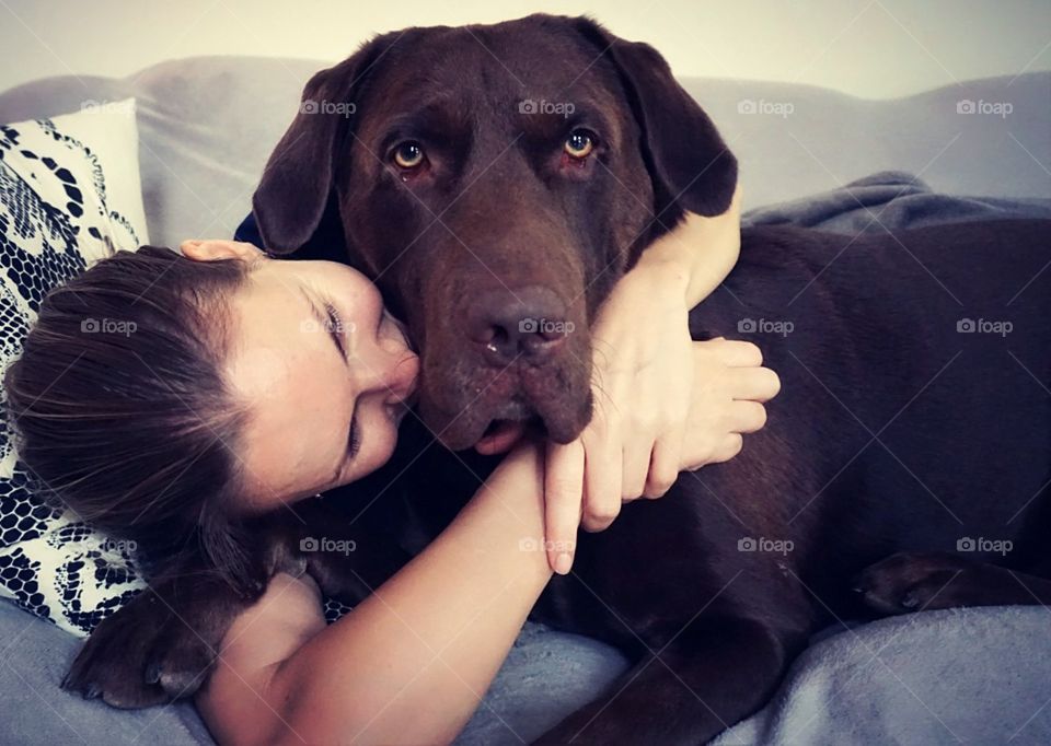 Labrador#dog#canine#human#hug#kiss#cute