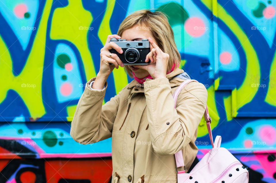 girl with retro camera