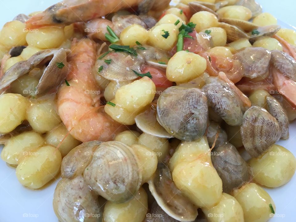 Gnocchi with sea food 