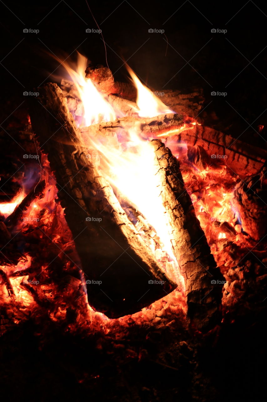 A warm and comfortable campfire at night