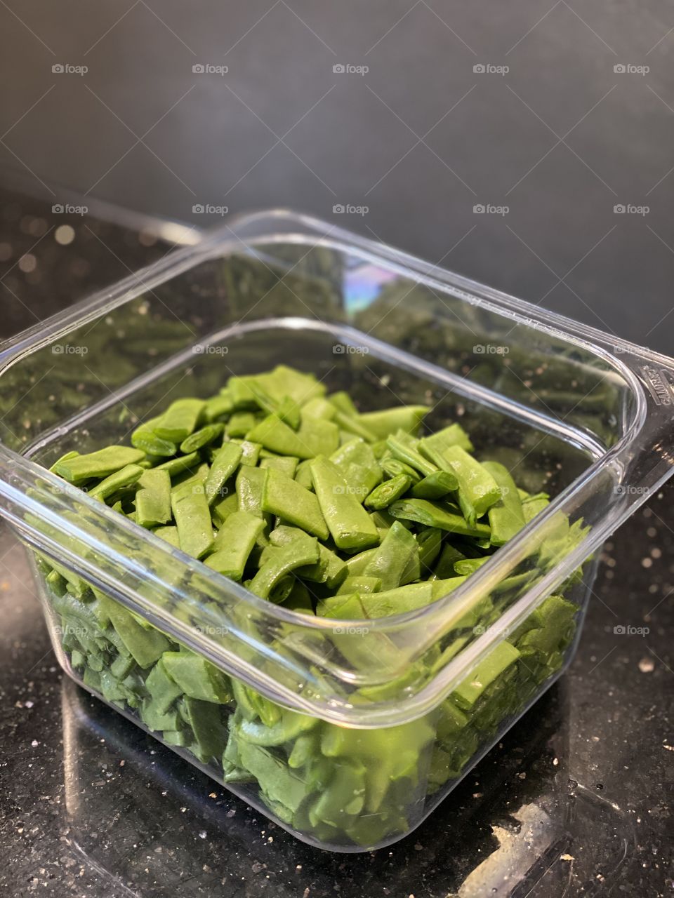 Green beans prepared for cooking