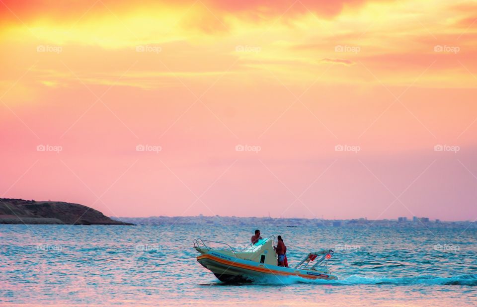 boat and sunset clouds 