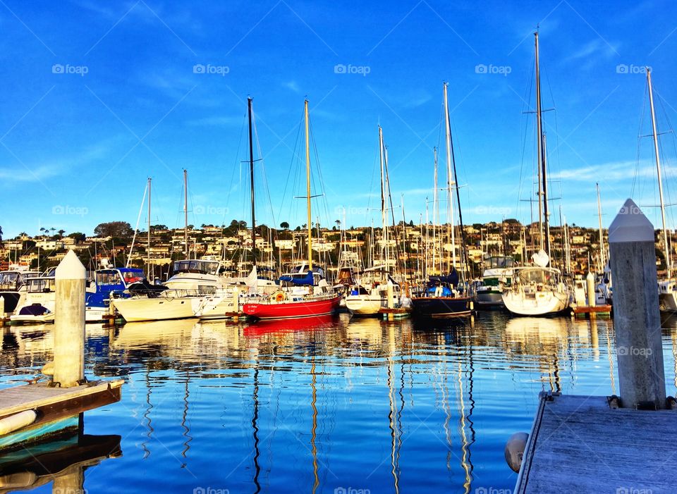 San Diego’s Harbors, Beautiful, Colorful Boats with Reflections 