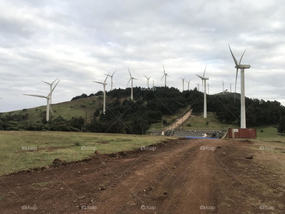 Wind Turbine Wind power turbine renewable energy environmental conservation power generation environment alternative energy wind farm Windmill sky landscape electricity technology in Ngong Kenya 