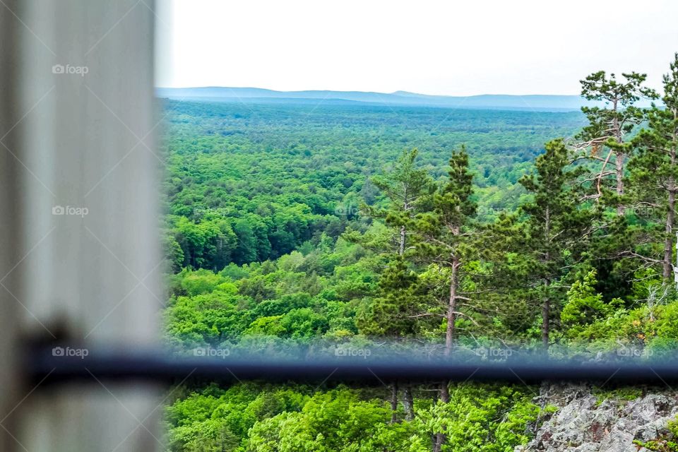 Amazing perspective photo of the beautiful mountain range at porcupine Mountain.