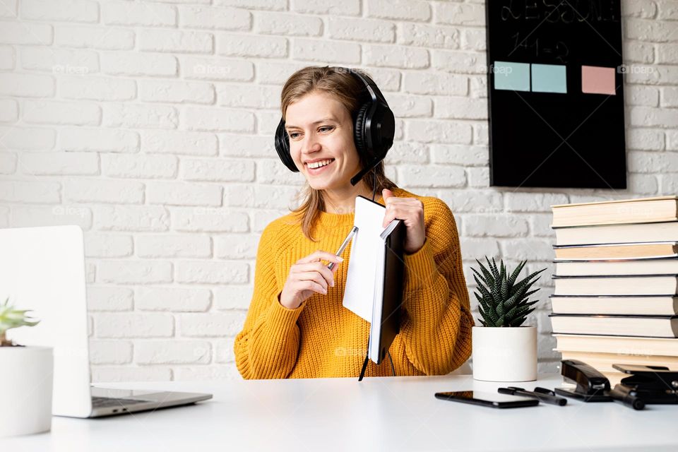 woman working online