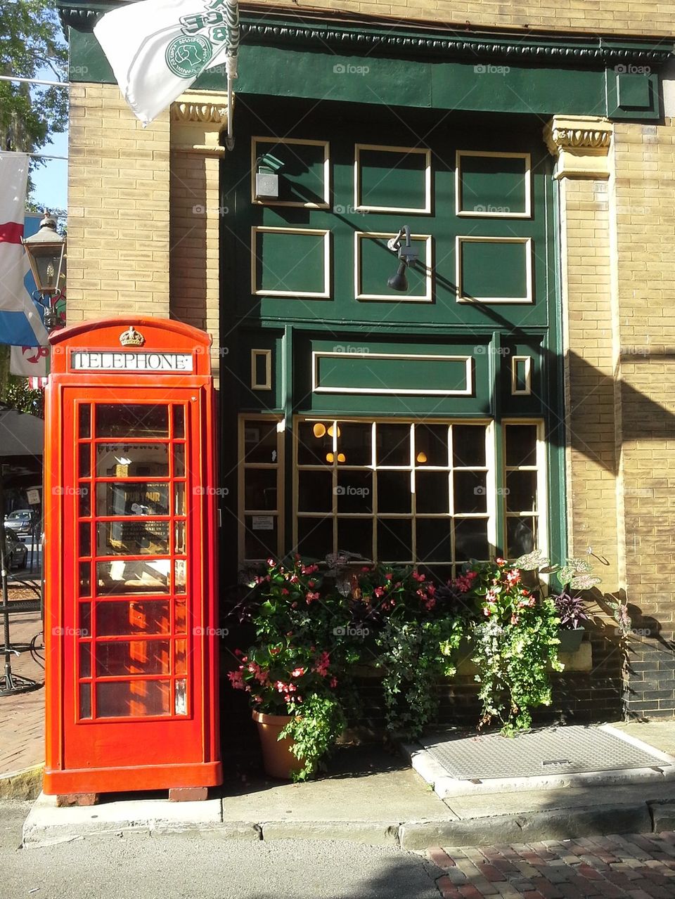 Savannah Pub with Red Phone Booth