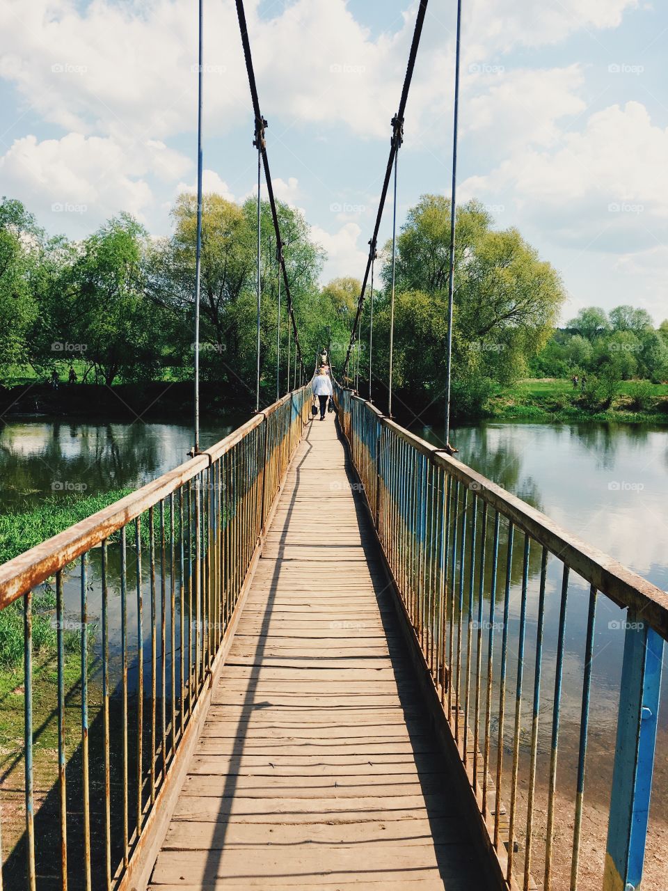 Symmetrical bridge across the river 