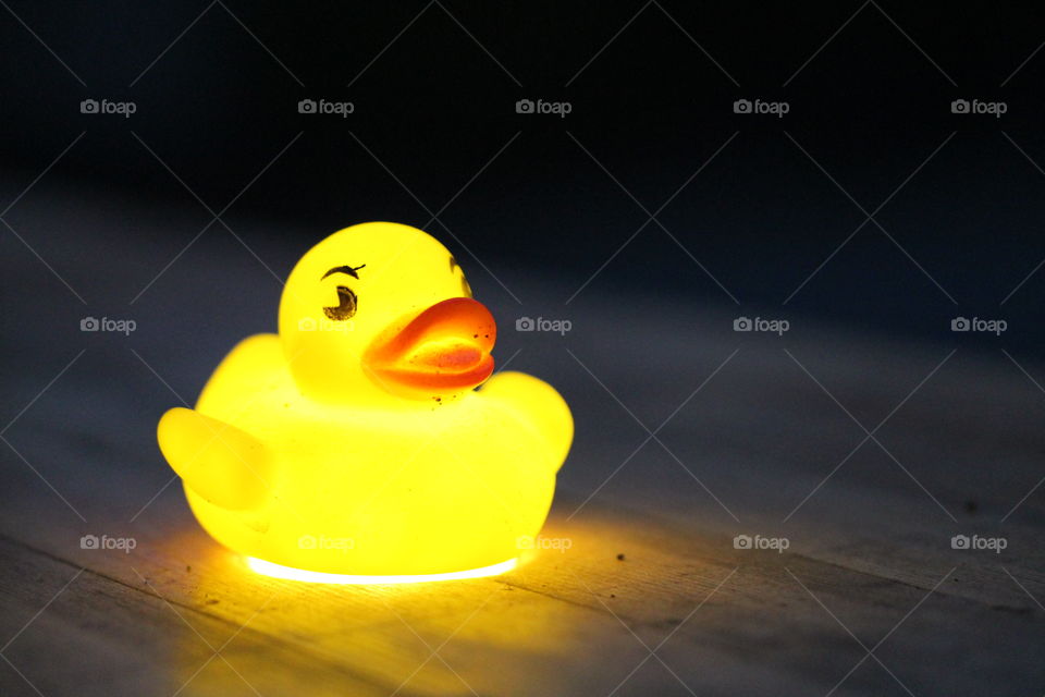 rubber ducky on a light